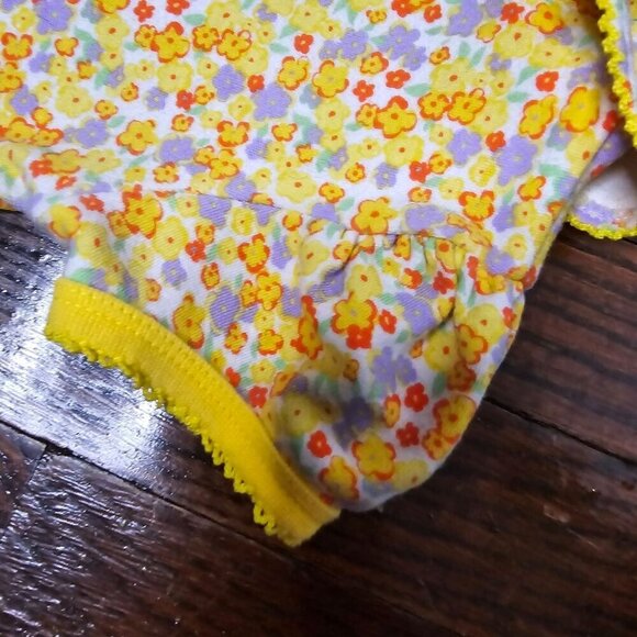 Vintage 80s 90s Baby Girl Yellow Floral One Piece Bodysuit 18 Months - Picture 7 of 8